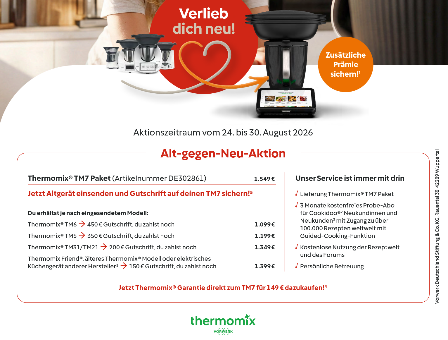 [Alt-gegen-Neu-Aktion] Vorwerk Thermomix TM7, Trade-in bis zu 450€ Gutschrift, bis 30.08