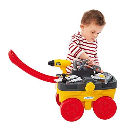 Ecoiffier Mecanics Kinder Werkstatt-Trolley (Enthält zahlreiche Werkzeuge, darunter einen funktionierenden Schraubstock, 19 Teile)