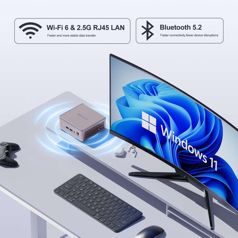 Geekom A5 - Mini PC - Ryzen 7 5800H - 32GB RAM - 512GB SSD mit Windows 11 Pro