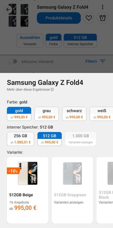 Mediamarkt//Saturn] - Samsung Galaxy Z Fold 4 - 512GB | mydealz | alle Smartphones