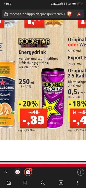[Thomas Philipps] Rockstar Energy Drink 250ml verschiedene Sorten 0,39€