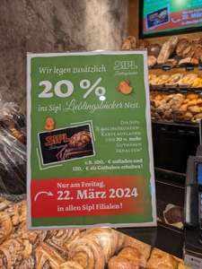 [Lokal Ingolstadt] 20 % mehr Guthaben bei Bäckerei Sipl
