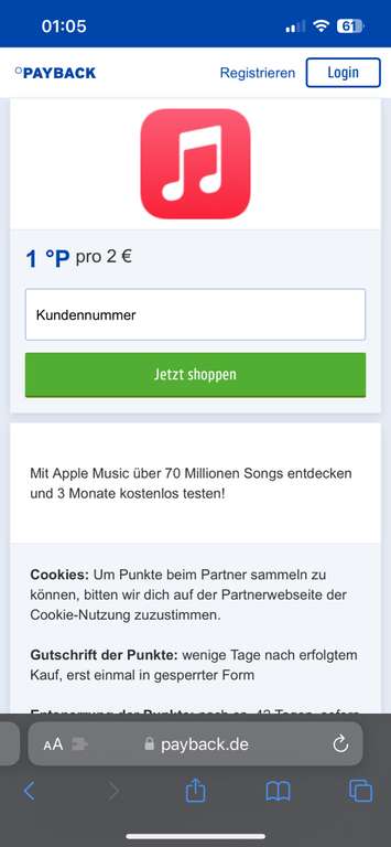 Apple Music 3 Monate kostenlos über Payback