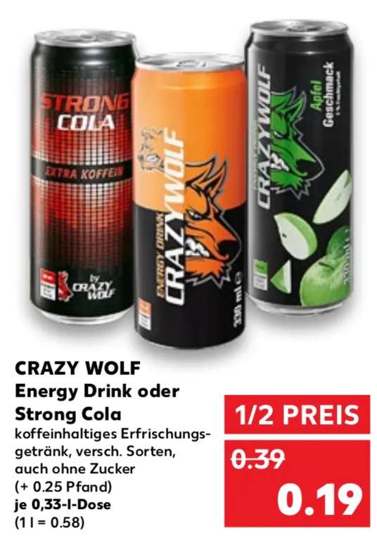 [KAUFLAND LOKAL] Crazy Wolf Energy zum halben Preis