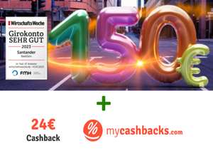 [Santander + mycashbacks] 150€ für kostenloses Giro + 24€ Cashback + 10€ KWK, nur 4 Zahlungspartner informieren, Apple/Google Pay, Neukunden