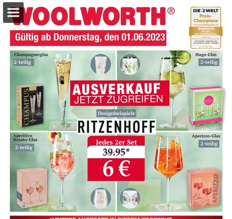 Woolworth Ritzenhoff Gläser 2er Set verschiedene Ausführungen