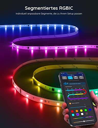[Prime] Govee RGBIC LED Strip 20m, LED Streifen mit Segmentcontrol, Musik Sync, 64 Szenenmodus, Steuerbar via App-Steuerung,Farbwechsel