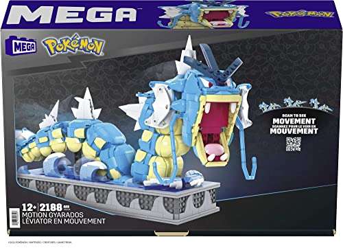 Mattel Mega Construx Pokémon Garados Bauset | 2186 Teile | mechanisiertes & bewegliches Bauspielzeug | Display-Ständer [HGC24] [Amazon UK]