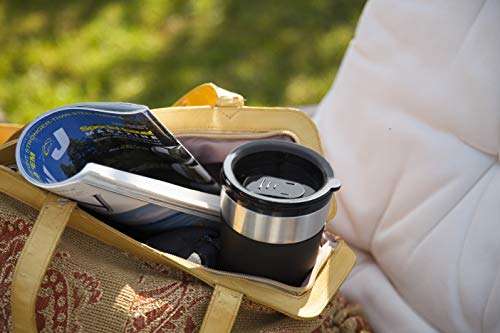Bestron Kaffeemaschine mit Isolierbecher, Für gemahlenen Filterkaffee, 2 Große Tassen, 750 Watt, Edelstahl, 0.42 liters , Farbe: Schwarz