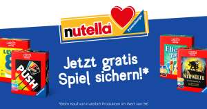 nutella Produkte im Wert von 9€ kaufen und gratis ein Ravensburger Spiel in der nutella-Edition erhalten (zweimal je Person möglich)