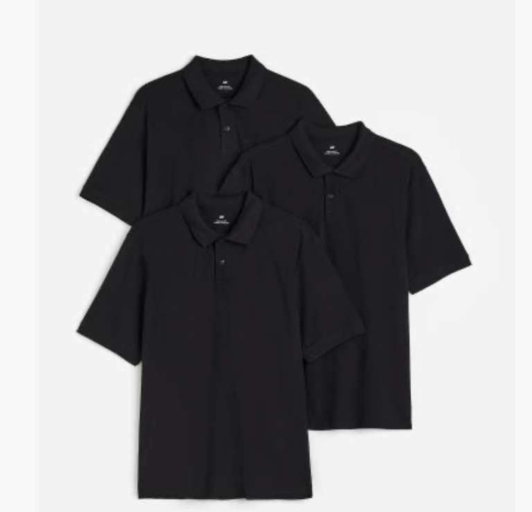 H&M - 3er Polo Shirts in schwarz, Regular Fit für 9,99€ zzgl. Versand