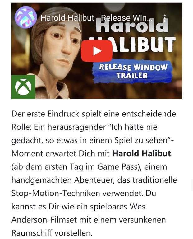 Harold Halibut (Xbox Series X|S) - Verfügbar ab dem ersten Tag im Game-Pass Gamepass ab 16. April