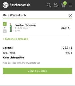 [flaschenpost.de] 9 x Berentzen Pfefferminz für je 2,99€ / evtl. lokal?