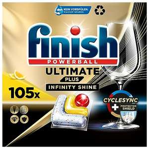 105 Finish Ultimate Plus Infinity Shine Citrus Spülmaschinentabs – Geschirrspültabs für intensive Reinigung (Spar-Abo Prime)