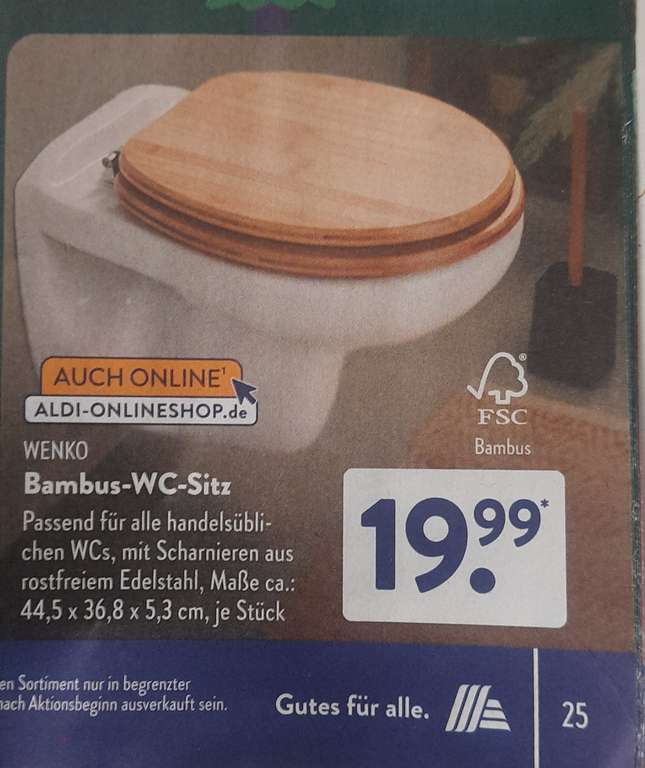 Wenko Bambus-WC-Sitz ab 09.12.2024 bei ALDI Onlineshop fr nur 19,99 |  mydealz