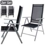 Casaria Bern Klappstuhl 2er-Set | pulverbeschichteter Aluminiumrahmen | in 8 Positionen neigbare Stühle | sicher abgerundete Kanten