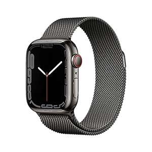 Apple Watch Series 7 (GPS + Cellular, 41mm) Smartwatch - Edelstahlgehäuse Graphit, Milanaise Armband Graphit. Gebraucht Gut