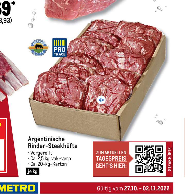 Steak-Lovers - Update: METRO Argentinische Steakhüfte/Huftsteak (frisch) 9,62 /kg (Kartonabnahme) bis 10,69/kg (Einzelpack)