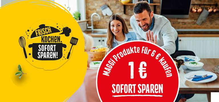 Für 6€ MAGGI Produkte kaufen und Sofortrabatt von 1€ erhalten (02. Januar bis zum 31. März 2024) bei allen teilnehmenden Händlern!