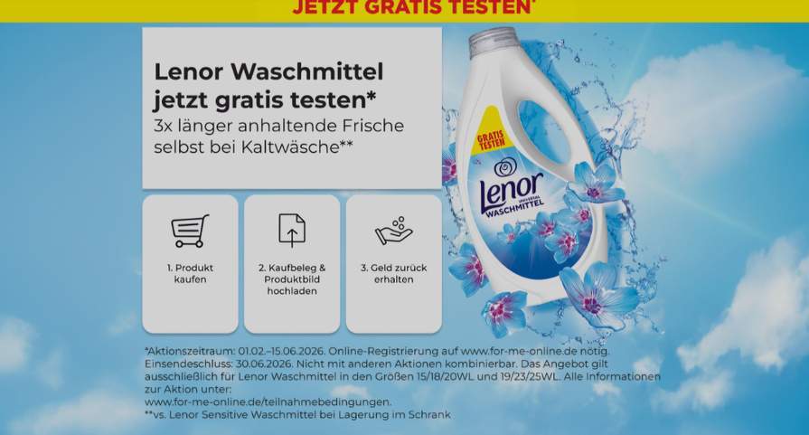 Lenor Waschmittel & Wäscheparfüm gratis testen – Jetzt zuschlagen!