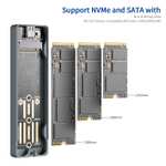 Festplattengehäuse Aluminium für M.2 NVMe und SATA SSD USB 3.2 10 Gbps