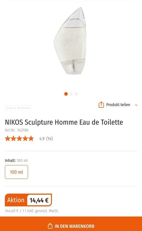 Nikos Sculpture Homme Eau de Toilette 100ml [Amazon Prime Vorbestellung / Müller Filiallieferung]