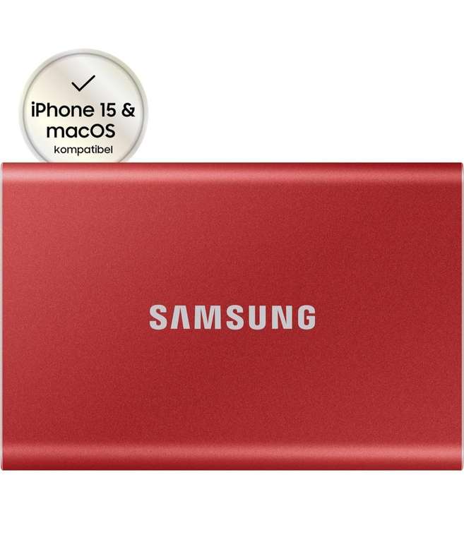 Samsung Portable SSD T7, 1 TB, USB 3.2 Gen.2, 1.050 MB/s Lesen, 1.000 MB/s Schreiben, Externe SSD Festplatte für Mac, PC, PRIME