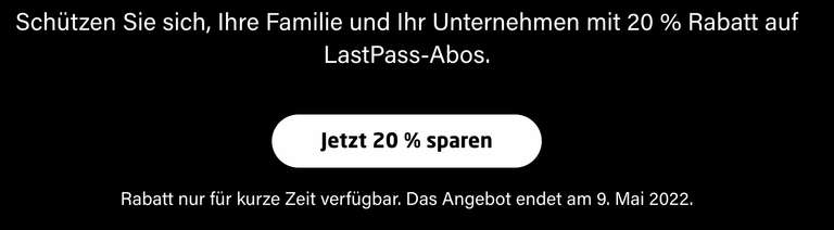 [LastPass] Passwortmanager 20% günstiger am Welt-Passwort-Tag (Nur Neukunden)