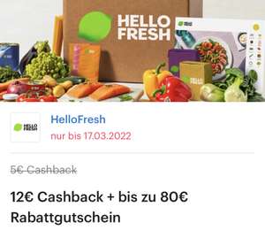 [Shoop-Hello Fresh] -Neukunden- 12€ Cashback + 80€ Rabatt bis 17.3
