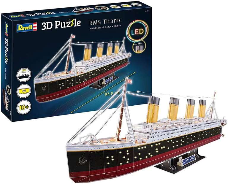 Revell 3D Puzzle - RMS Titanic - LED Edition, 266 Teile, Länge aufgebaut 87,9 cm [Kaufland]