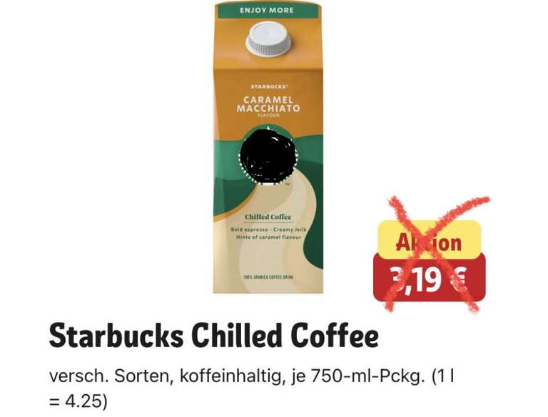 [Rewe + Scondoo] Starbucks Chilled Coffee 750ml