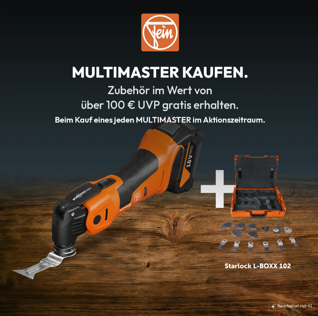 FEIN Multimaster Prämien-Aktion: Erhalte Zubehör bei Kauf eines Multimaster - jeden Monat ein anderes Set