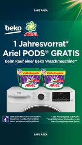 1 Jahresvorrat Ariel PODS GRATIS beim Kauf einer Beko Waschmaschine