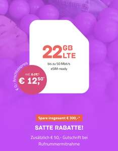 HIGH 22 LTE50 Aktion 50 Euro Bonus bei Rufnummernmitnahme (Telekom D1 Netz)