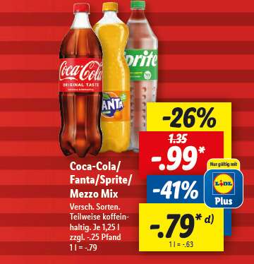 Coca-Cola / / Fanta / Sprite / Mezzo Mix 1,25 Liter [Lidl plus]