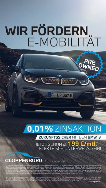 Gebrauchte BMW i3 Modelle (eff. für 0,01%)