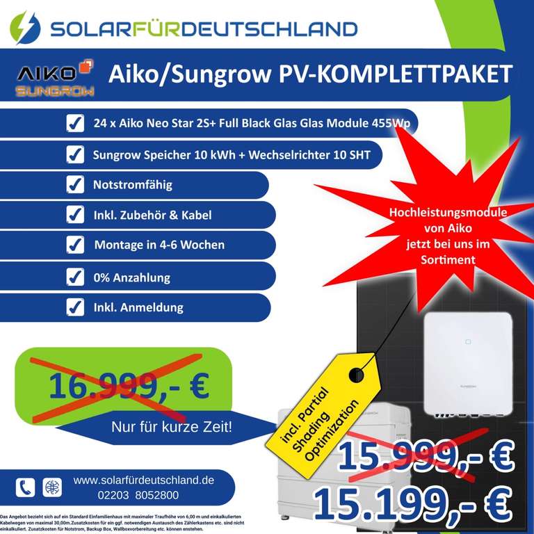 Photovoltaik-Anlage 10KWP + 7er Speicher Huawei + Montage und Anmeldung für 15.500€ // Weitere Angebote auf Flyer 2,3,4 zu finden