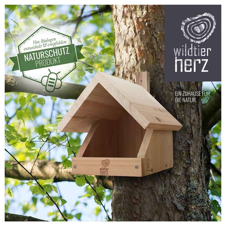 wildtier herz I Amsel Nistkasten oder Insektenhotel Groß XXL mit  Nisthülsen, aus verschraubtem Massiv-Holz (Prime)