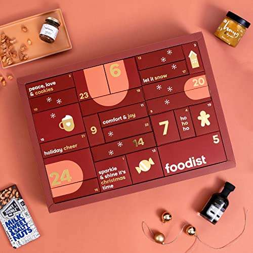 [Amazon] Foodist Premium Adventskalender 2022 - 24 leckere Aufstriche, Koch-Produkte, Süßigkeiten, Snacks...
