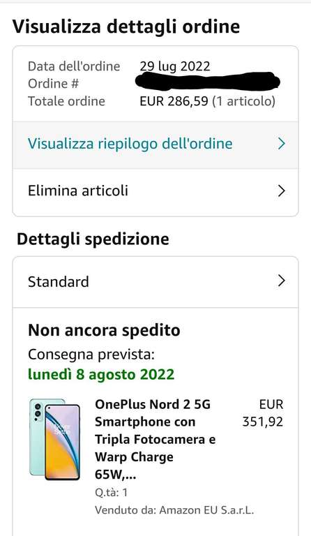 (Amazon.it) OnePlus Nord 2 5g 12/256 GB in Blau