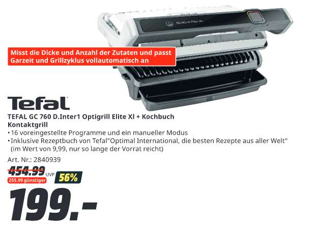 [lokal | MM Essen] Tefal GC760D Optigrill Elite XL für 199€ | WD SN850 SSD 1TB Kühlkörper für 88€ | BOSE QuietComfort Earbuds II für 199€