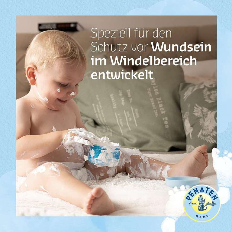 Penaten Wundschutzcreme, beruhigende Baby Wundschutz Creme mit Zinkoxid für Schutz im Windelbereich, 200 ml [Prime Spar-Abo]