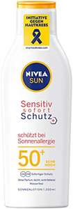 [Prime] Nivea Sun Sensitiv Sofortschutz Sonnenlotion SPF50+ 200 ml (Sonnencreme für den Körper, LSF 50+)
