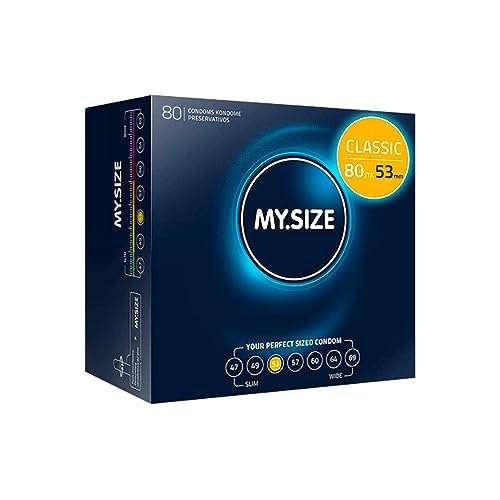 [Sammeldeal] MY.SIZE Classic Kondome Größe 1-7 I 47-69 mm Breite I 80 Stück Megapackung, 0,07 mm Wandstärke (Prime Spar-Abo)