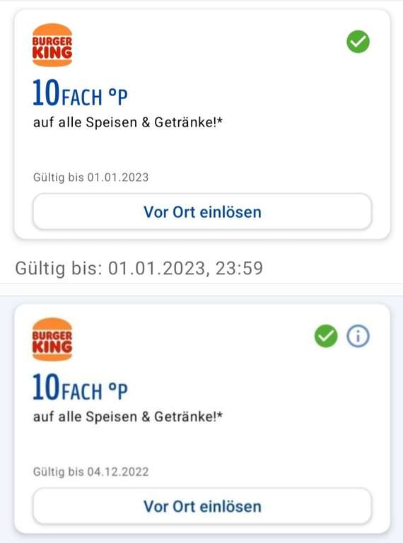 Burger King 10Fach °P Payback Punkte auf alle Speisen & Getränke bis 04.12.2022 und bis 1.01.2023 in der Payback App aktivierbar