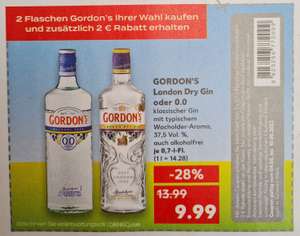 2 Flaschen Gordon'S London Dry Gin oder O.O kaufen und zusätzlich 2 Euro Rabatt erhalten (pro Flasche 8,99€) bei OFFLINE Kaufland ab 04.08
