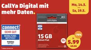 [PENNY] Prepaid Vodafone CallYa Digital Allnet Flat + 15GB + 20€ Startguthaben (offline)