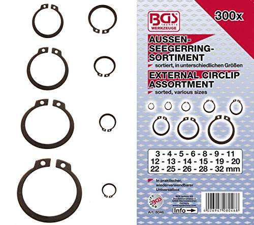 BGS 8046 | Außen-Seegerring-Sortiment (Sprengringe) | 300-tlg. | Ø 3 - 32 mm | inkl. Sortimentskasten
