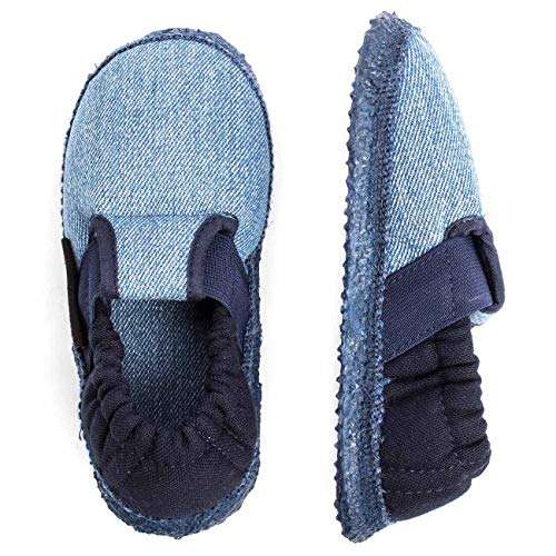 Baumwoll Schuhe Hausschuhe für Kinder Unisex Pantoffeln GIESSWEIN Aichach Gummizug Natur Latex Sohle