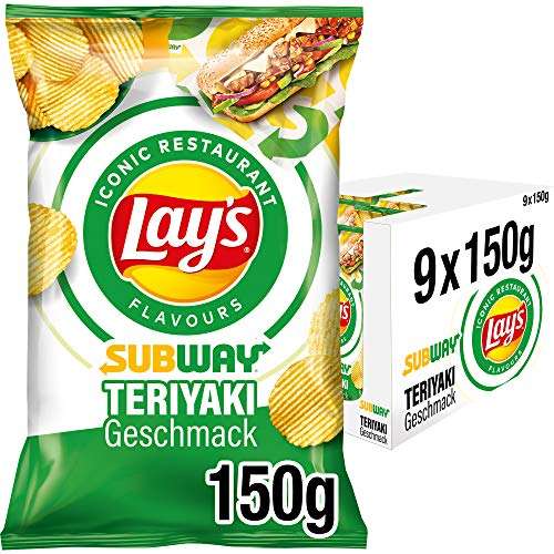 [PRIME/Sparabo] 9er Pack à 150g: Lay's Subway Chicken Terriyaki - Knusprig gewürzte Kartoffelchips für eine gelungene Party (9 x 150 g)